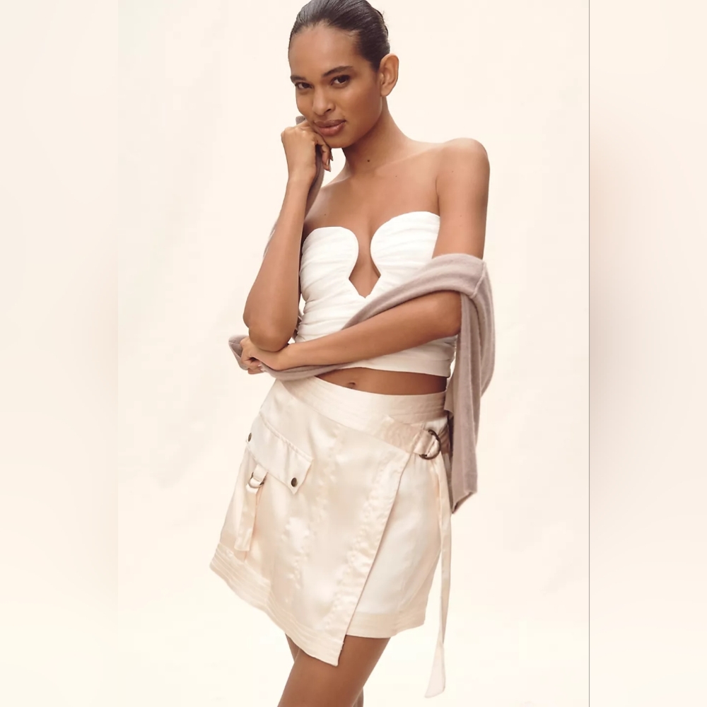 Anthropologie Silky Utility Mini Skirt